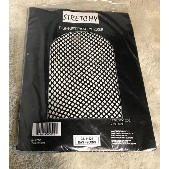 Stretchy Fishnet Pantyhose One Size Fits 5'5"-5'10" 90-165 Lbs Nylon - Picture 2 of 5